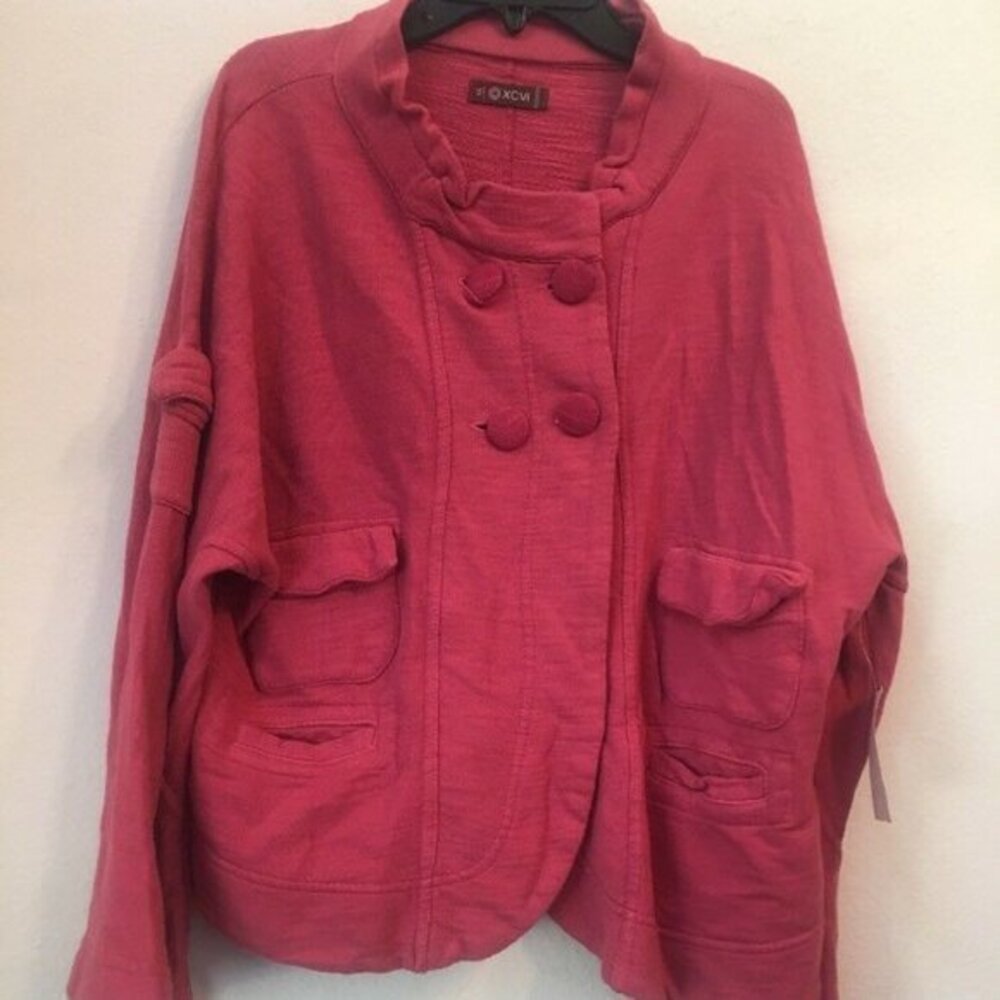 $152 XCVI Solid Berry Red/Pink Jacket Size XL